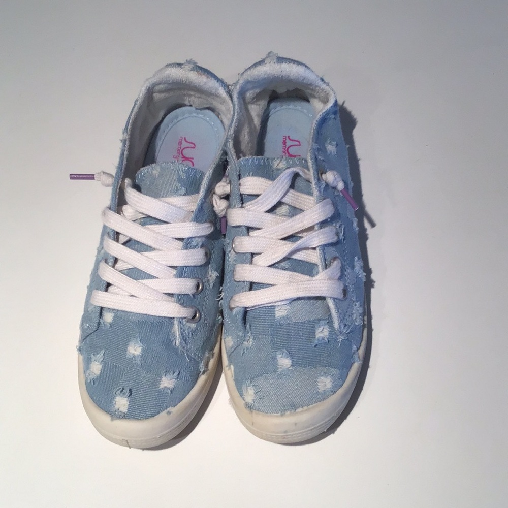 Blue Distressed Denim Sugar Slip-On Sneakers